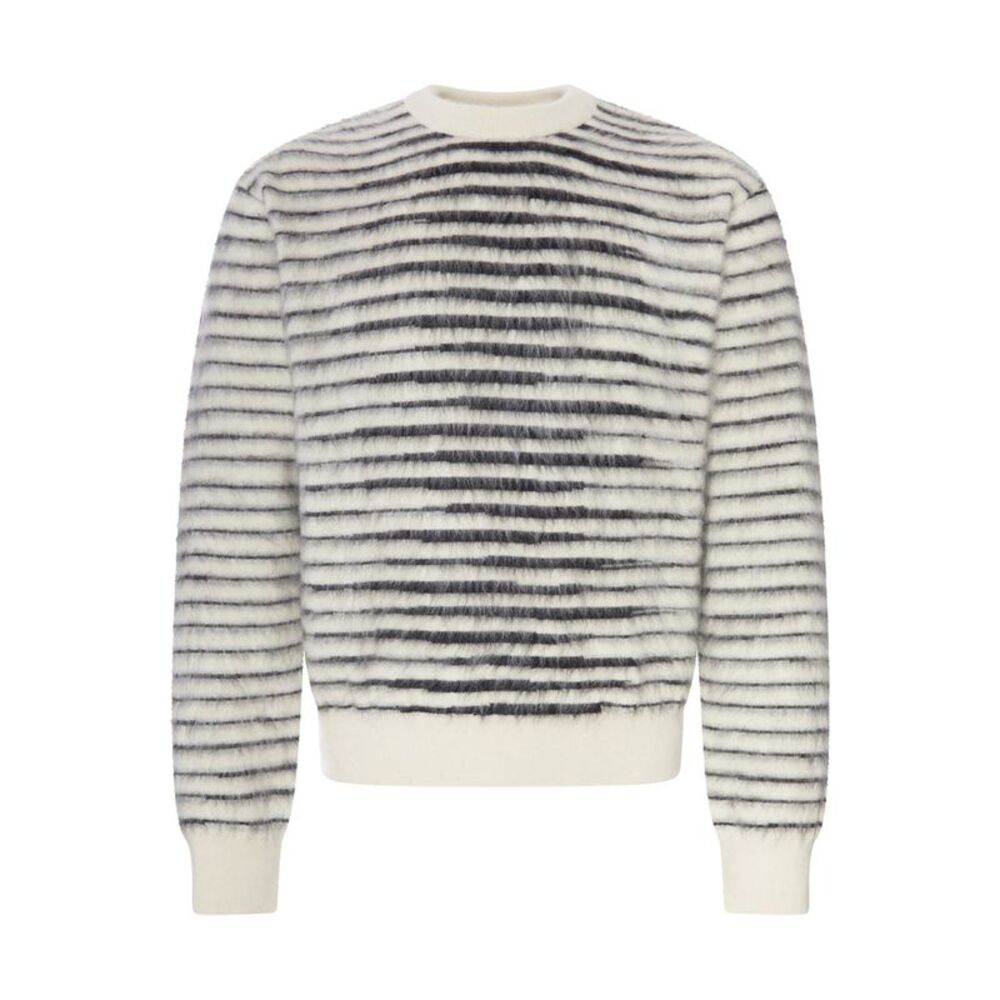 Tom Ford Men Striped Crew Neck Sweater With Hairy Effect